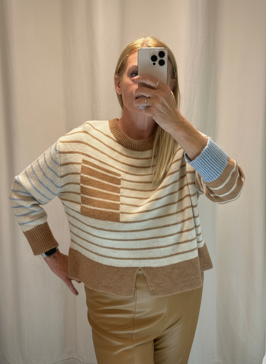 Maglia multicolor  camel-panna-polvere Luisa Lineaelle