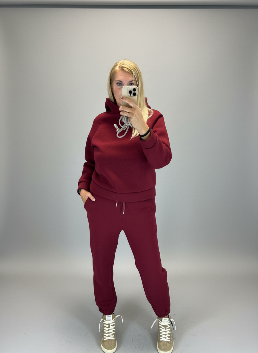 completo felpa cappuccio bordeaux luisa lineaelle