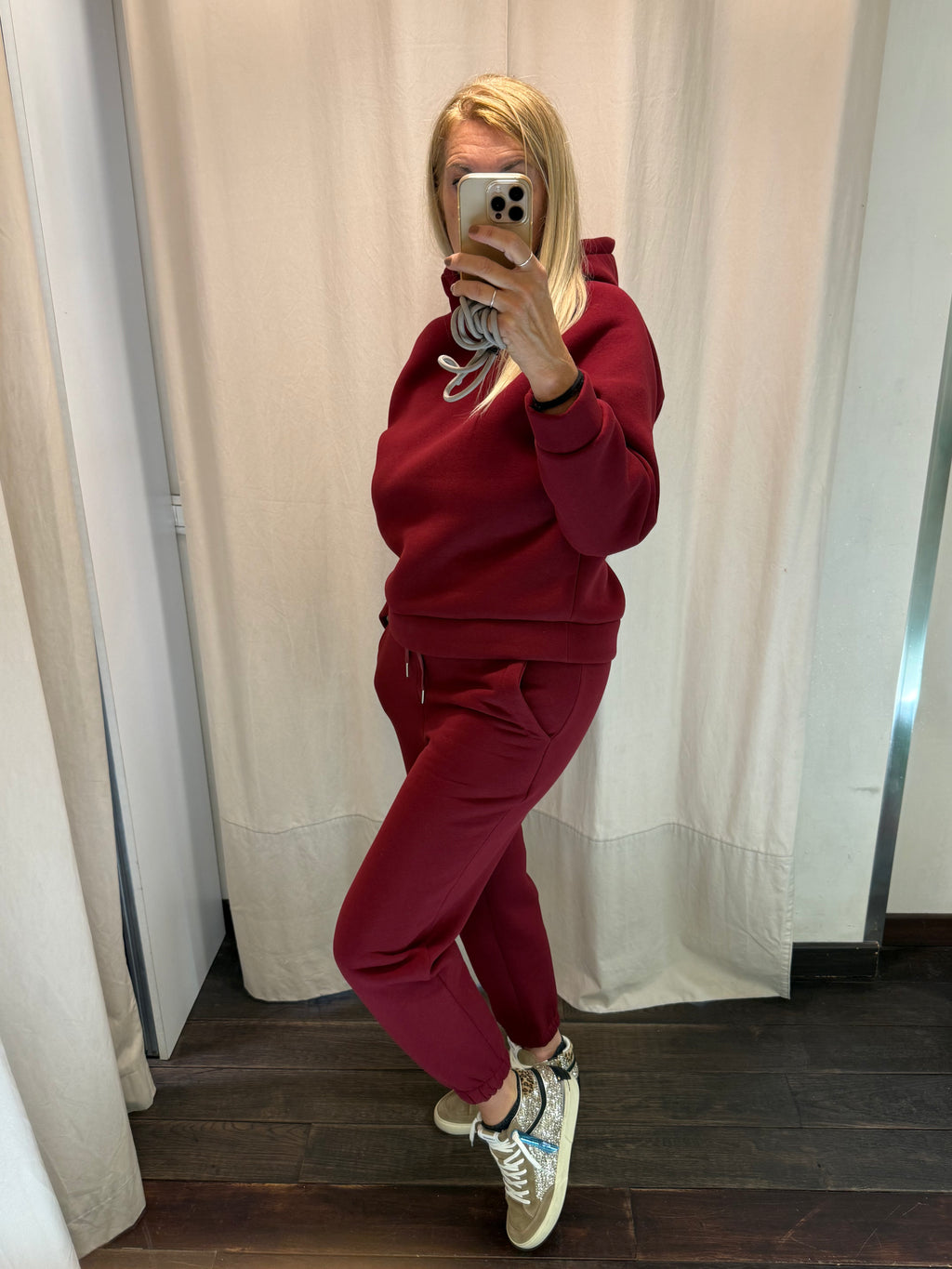 completo felpa cappuccio bordeaux luisa lineaelle