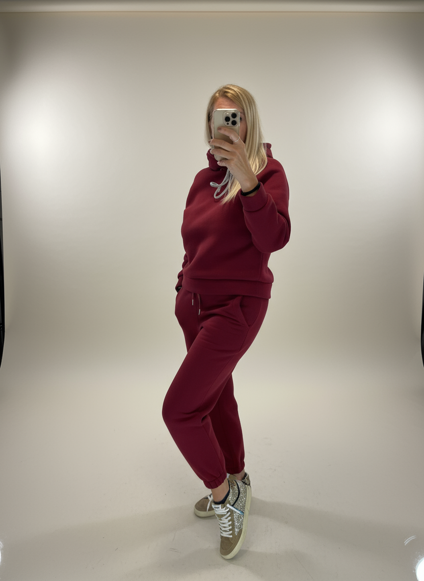 completo felpa cappuccio bordeaux luisa lineaelle