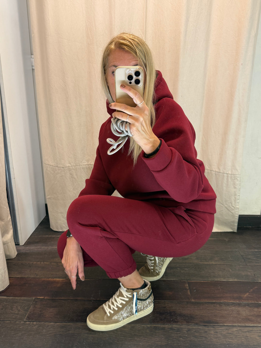 completo felpa cappuccio bordeaux luisa lineaelle