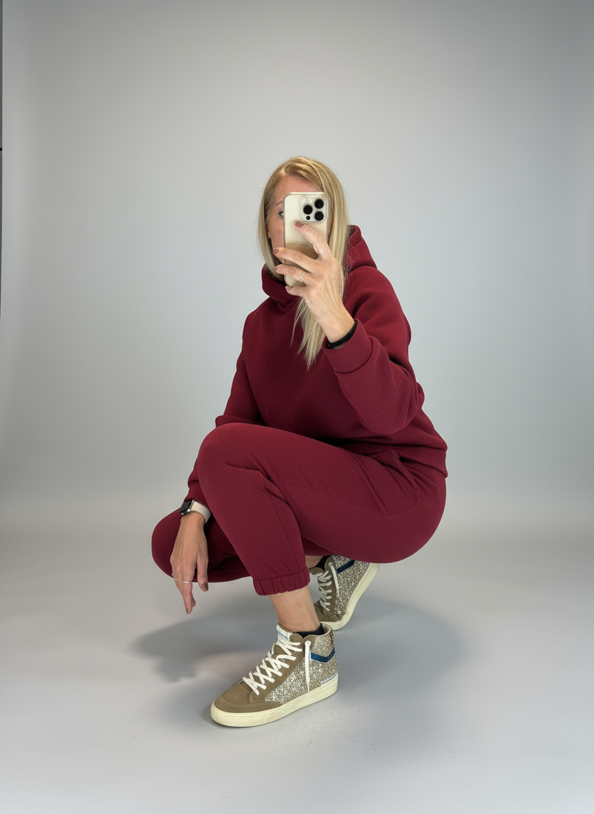 completo felpa cappuccio bordeaux luisa lineaelle