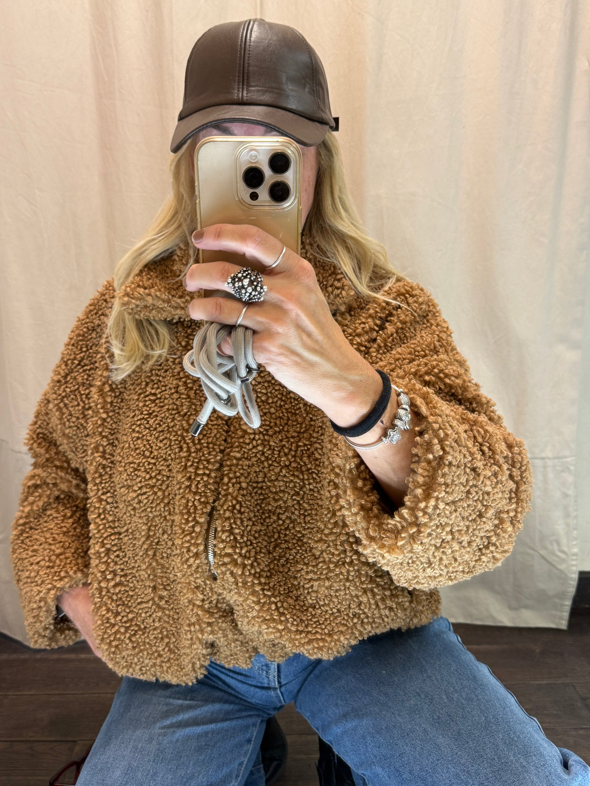 Giubbotto bomber ecopelliccia marrone Lineaelle