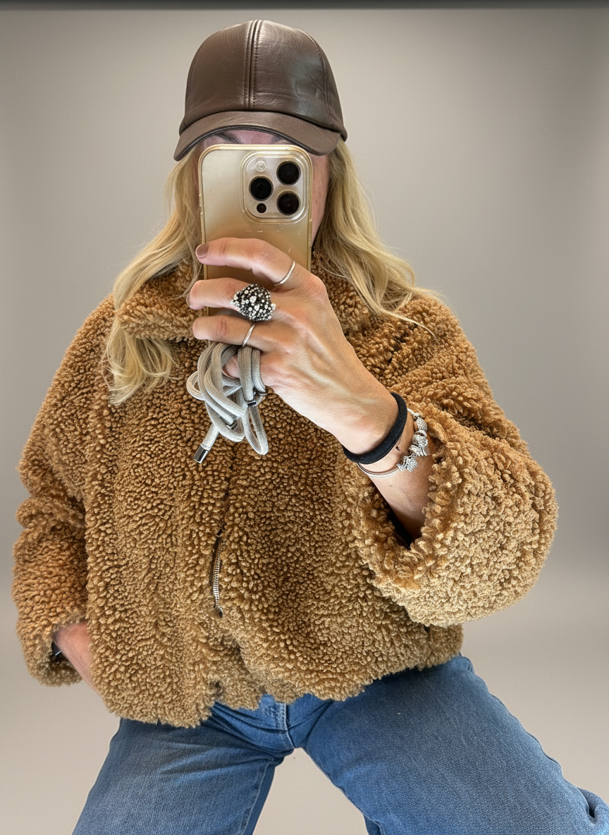 Giubbotto bomber ecopelliccia marrone Lineaelle