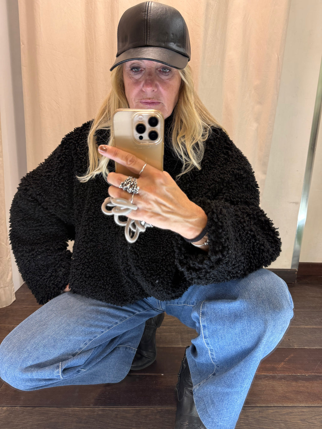 Giubbotto bomber ecopelliccia nero Lineaelle (Copia)