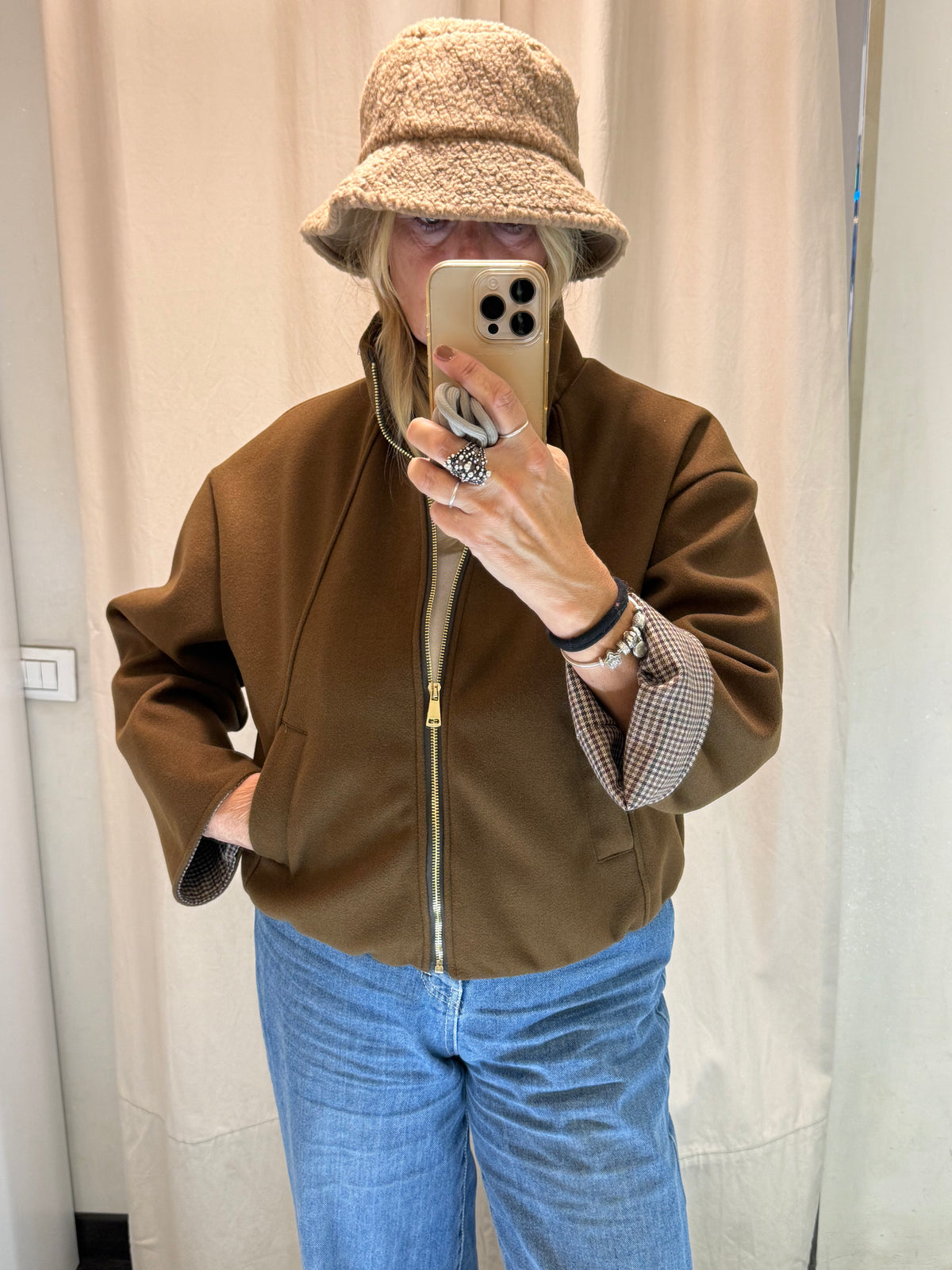 Giubbotto bomber panno marrone Lineaelle