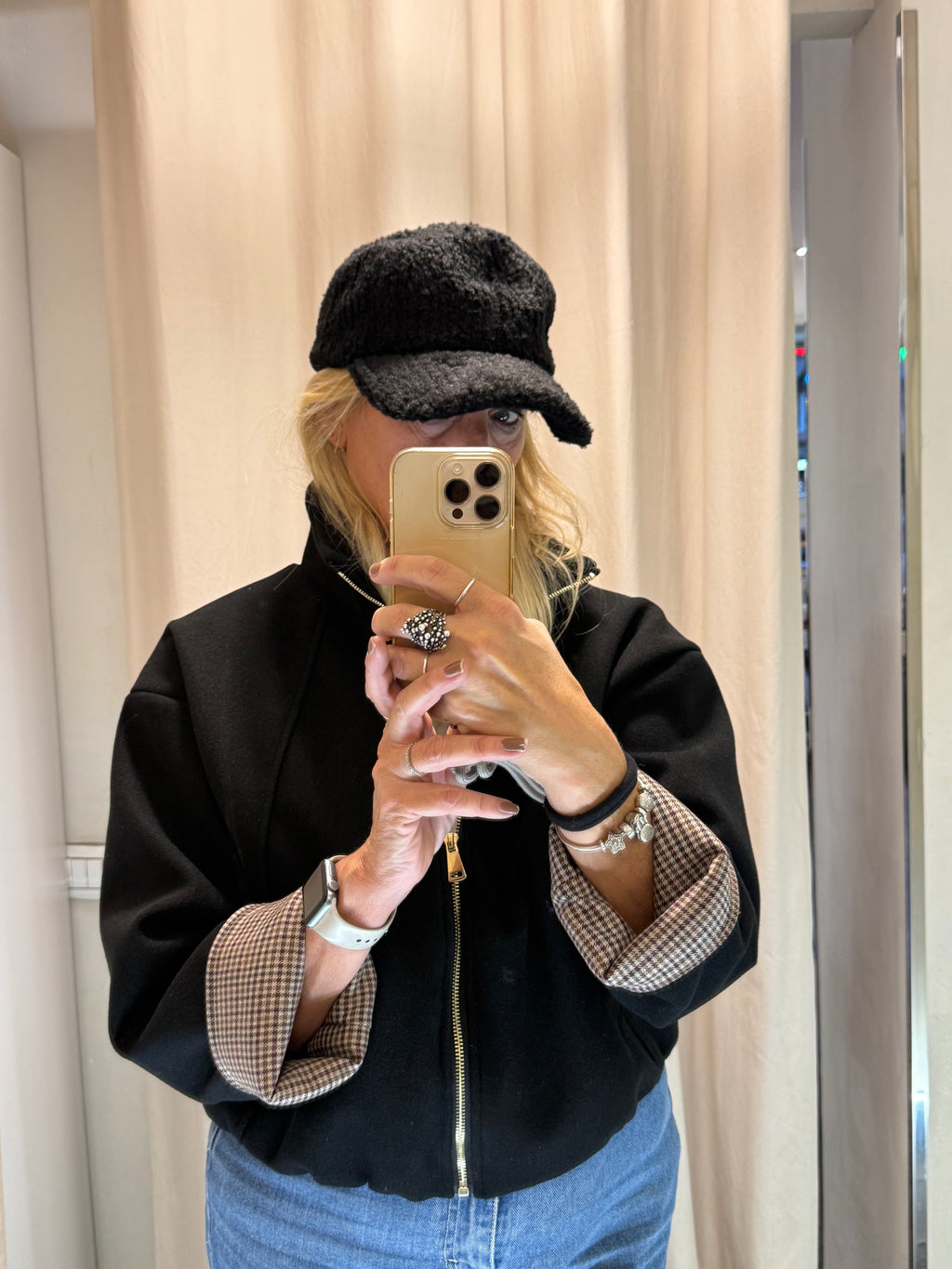 Giubbotto bomber panno nero Lineaelle