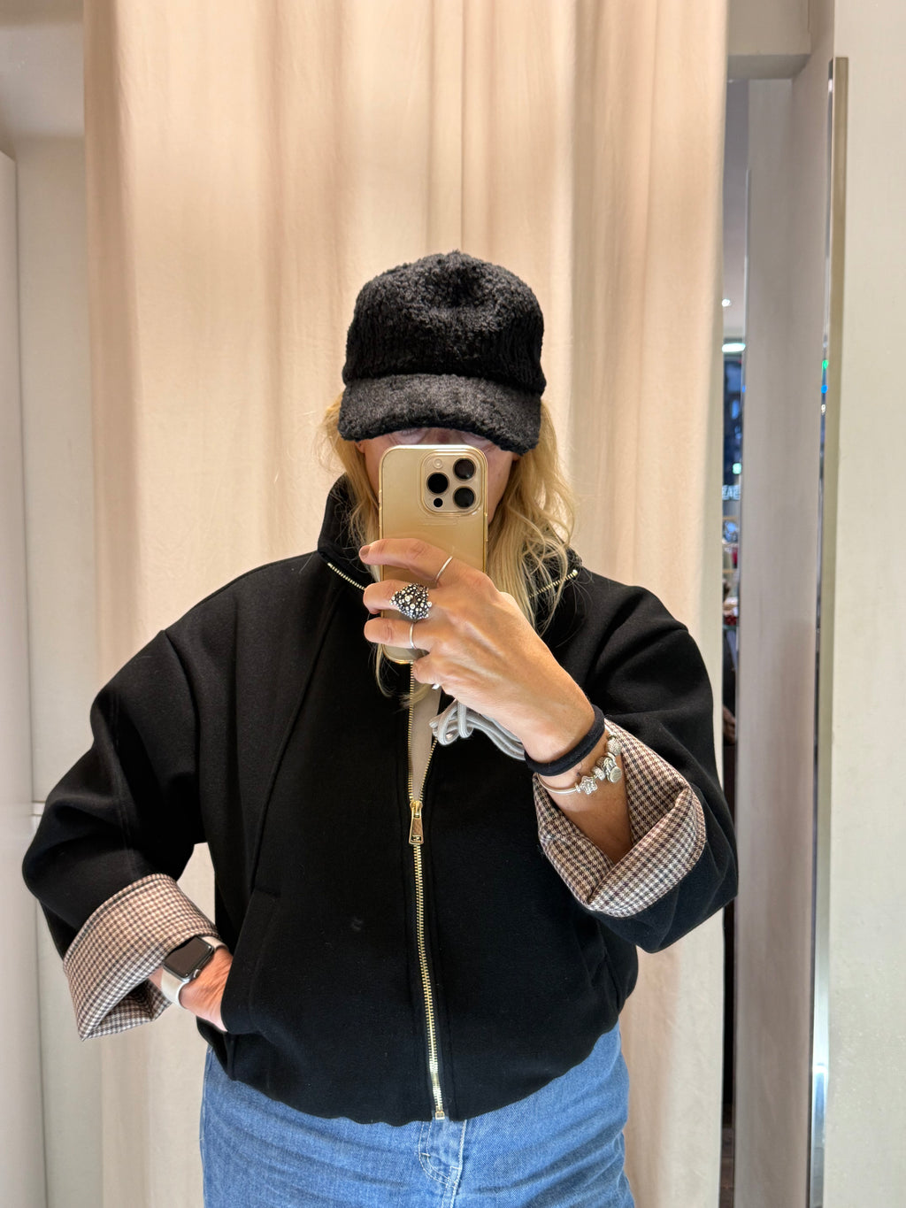 Giubbotto bomber panno nero Lineaelle