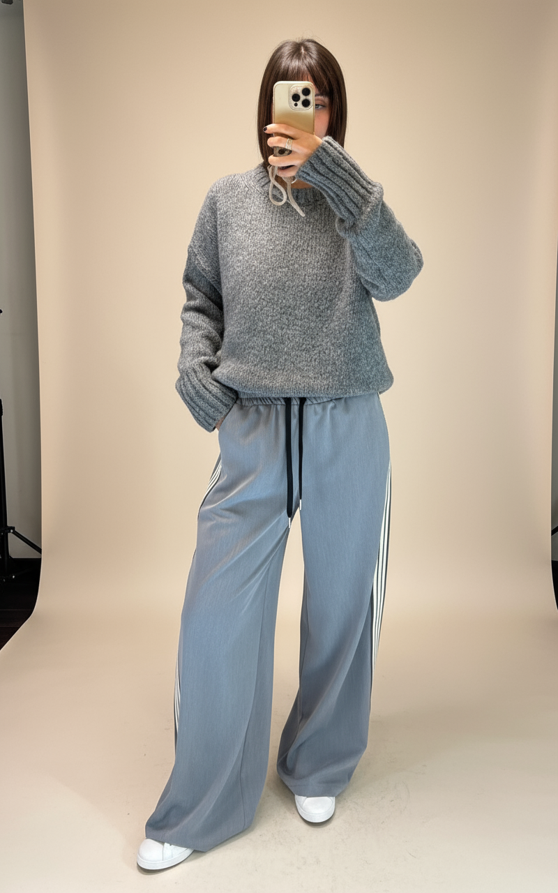 Pantalone coulis banda laterale grigio Vicolo