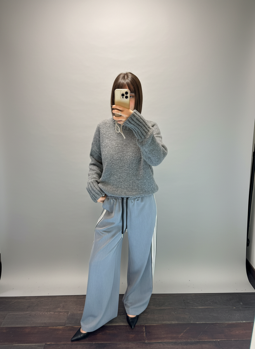 Pantalone coulis banda laterale grigio Vicolo