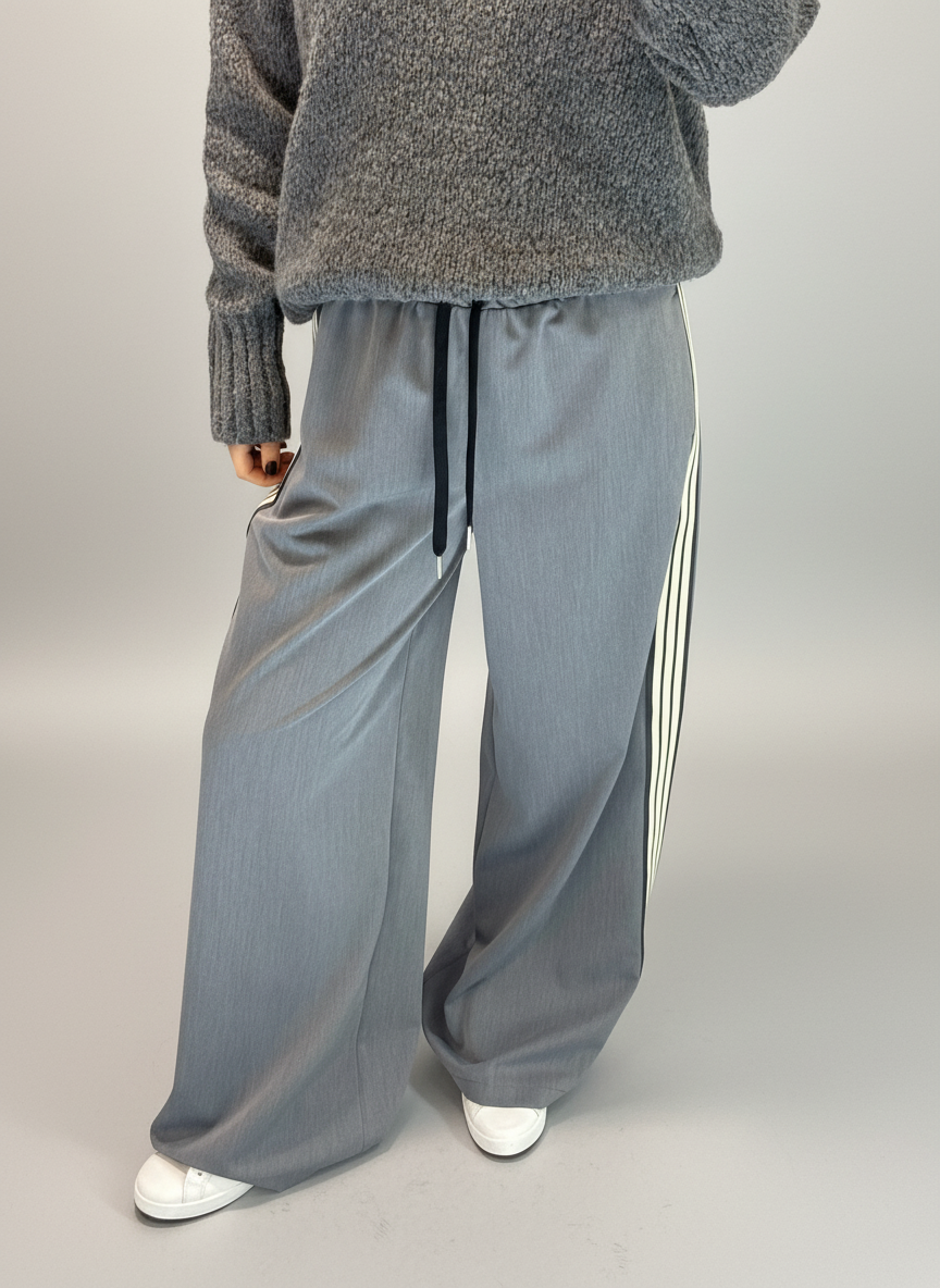 Pantalone coulis banda laterale grigio Vicolo