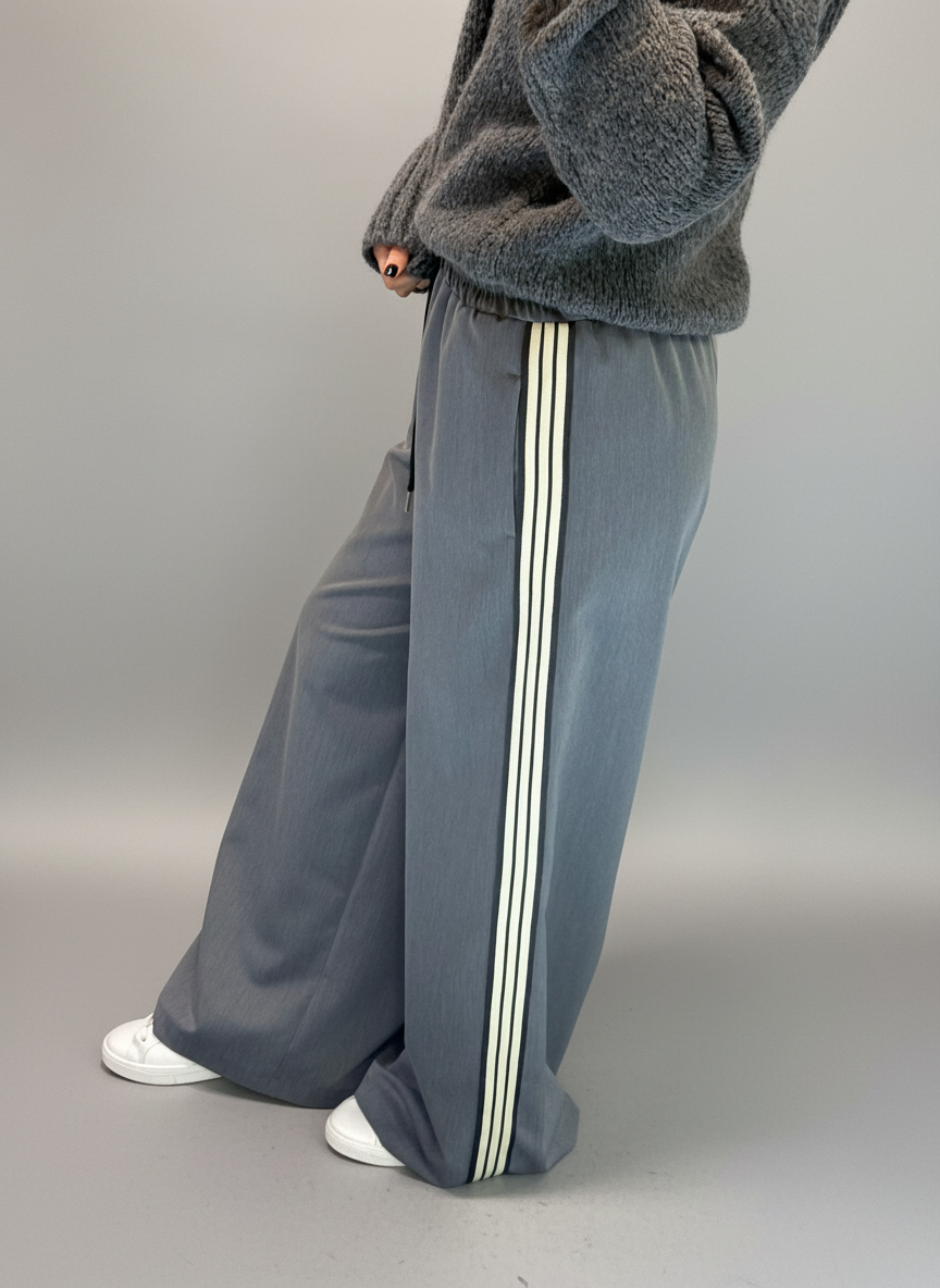 Pantalone coulis banda laterale grigio Vicolo