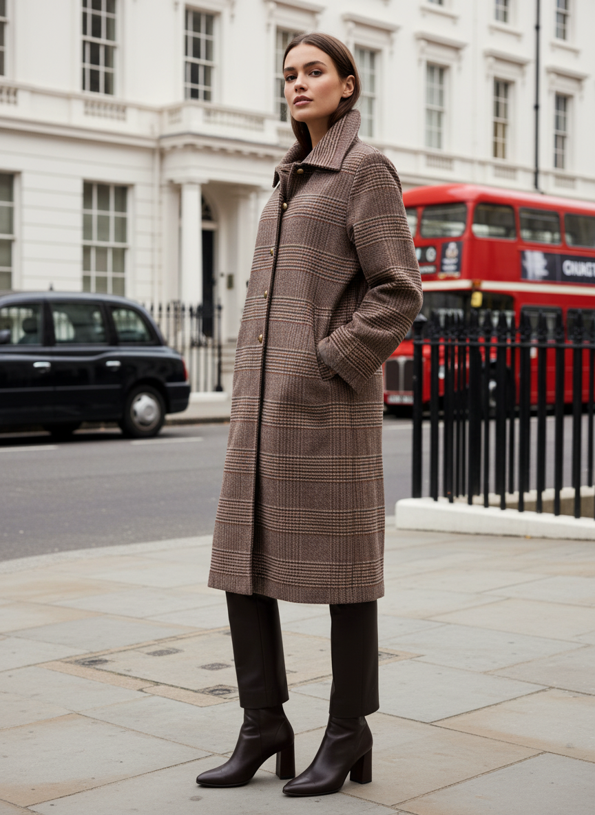 Cappotto quadro marrone e scritta perle retro  Lineaelle