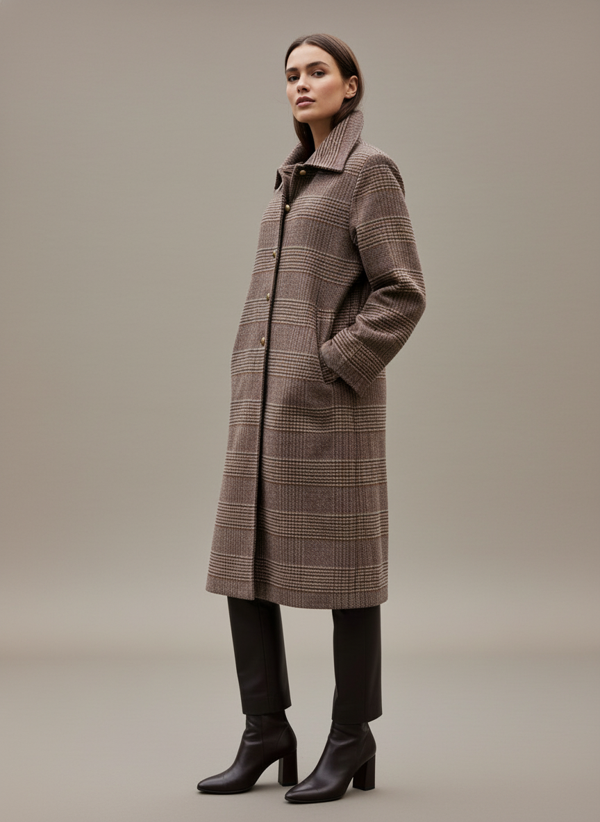 Cappotto quadro marrone e scritta perle retro  Lineaelle