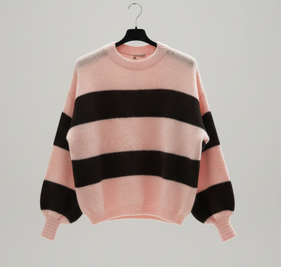 Maglia righe 1 t.moro/rosa Lineaelle