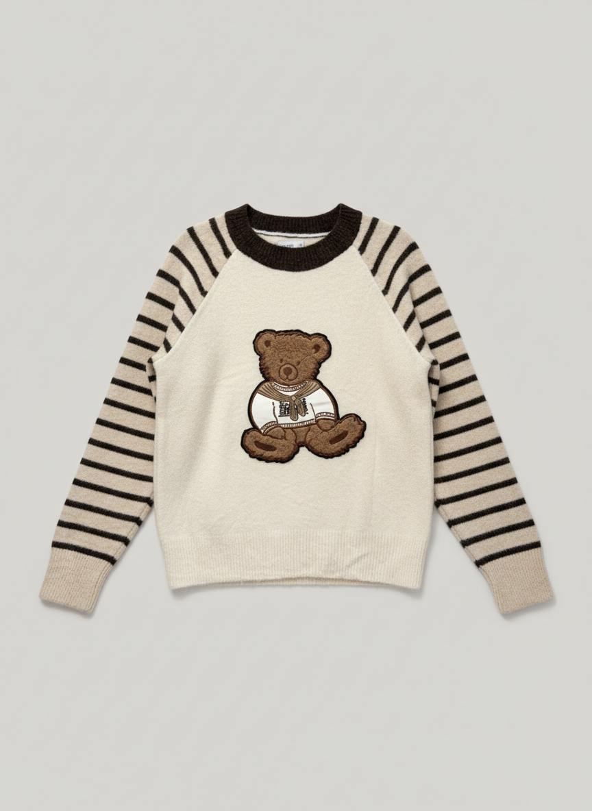 Maglia  Teddy righe panna e marrone Lineaelle