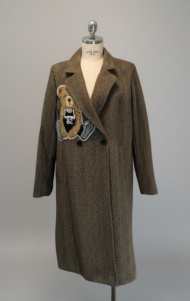 Cappotto spigato teddy marrone   Lineaelle