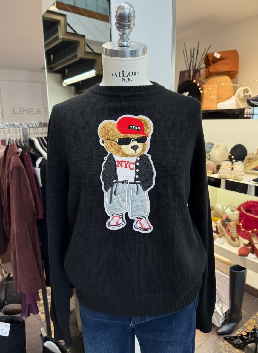 Maglia Vicolo knitwear teddy applicazione nero 77296F