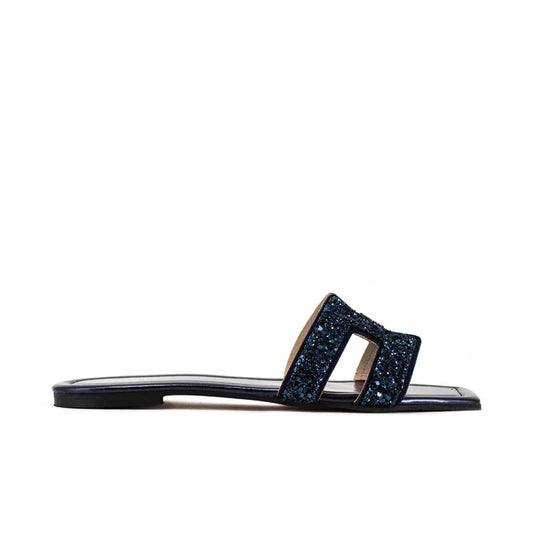 Temy ciabattina bassa fascia glitter blu