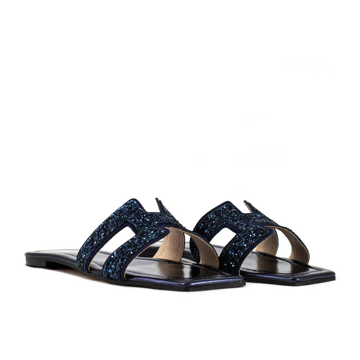 Temy ciabattina bassa fascia glitter blu