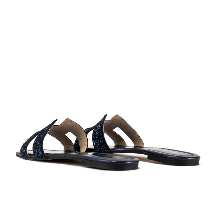 Temy ciabattina bassa fascia glitter blu