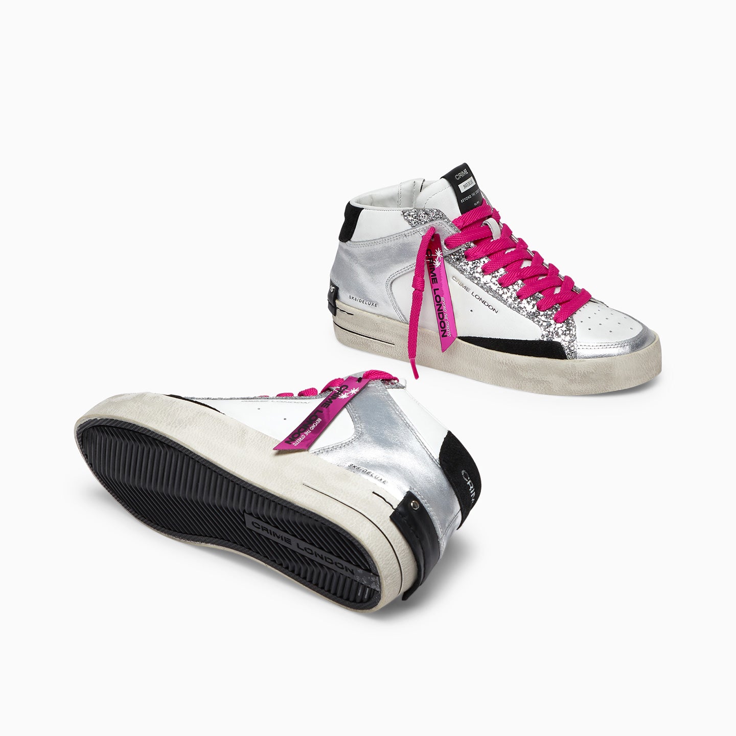 Sneakers Donna - SK8 MID BIA/ARG GLITTER - Crime London