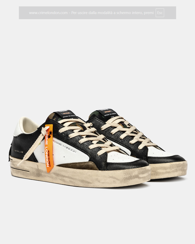 Sneakers uomo Crime London SK8 de luxe bianca nera dettagli camou 11105AA8.68