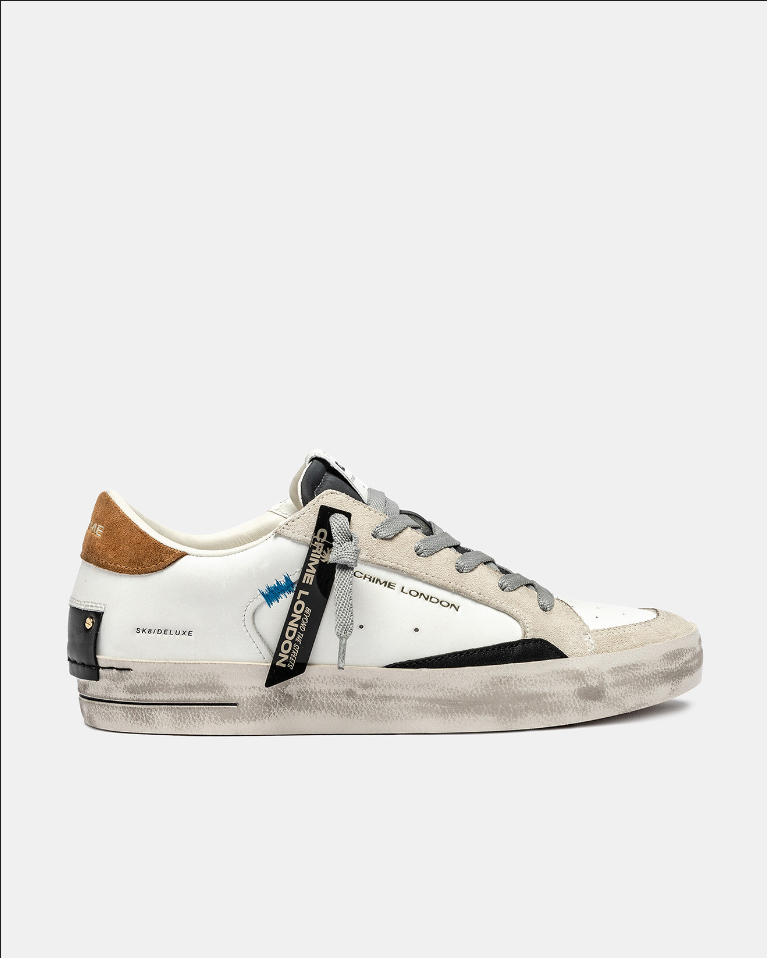 Sneakers uomo Crime London SK8 de luxe bianca top tabacco 11108AA8.10