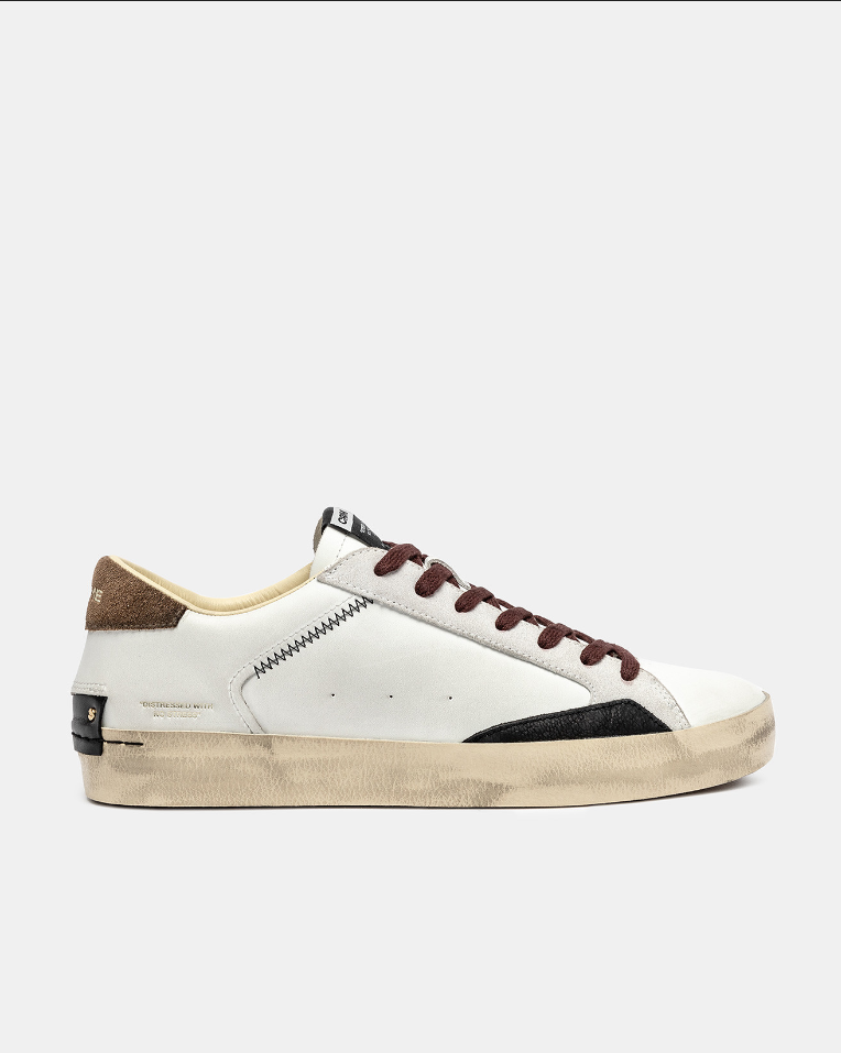 Sneakers uomo Crime london Distressed  bianca top beige 11001AA8.10