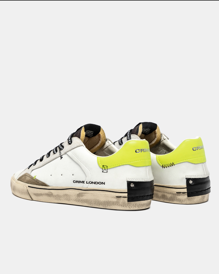 Sneakers uomo Crime london Distressed  bianca top fluo 11031AA8.10