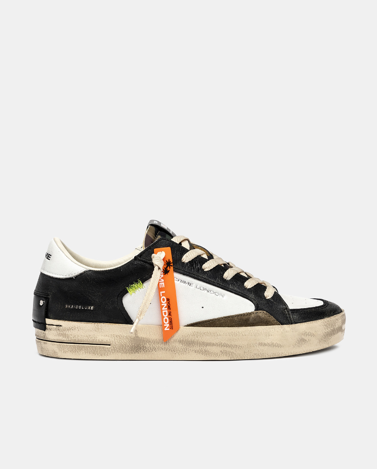 Sneakers uomo Crime London SK8 de luxe bianca nera dettagli camou 11105AA8.68