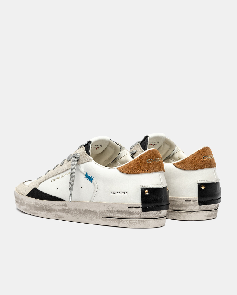 Sneakers uomo Crime London SK8 de luxe bianca top tabacco 11108AA8.10