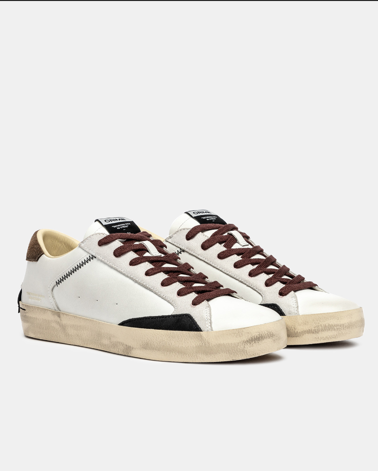 Sneakers uomo Crime london Distressed  bianca top beige 11001AA8.10