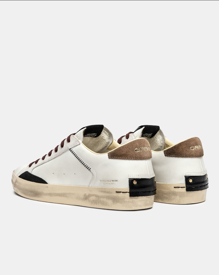Sneakers uomo Crime london Distressed  bianca top beige 11001AA8.10