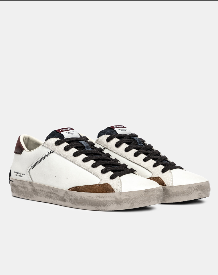 Sneakers uomo Crime london Distressed  bianca top bordeaux 11000AA8.10