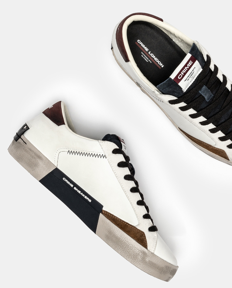 Sneakers uomo Crime london Distressed  bianca top bordeaux 11000AA8.10