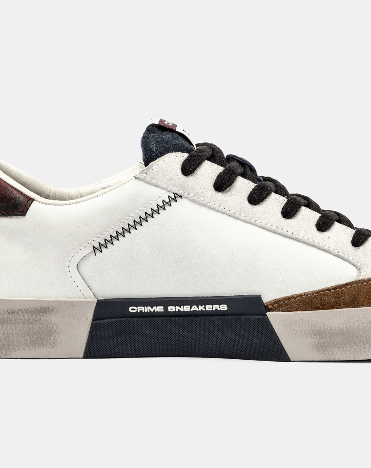 Sneakers uomo Crime london Distressed  bianca top bordeaux 11000AA8.10