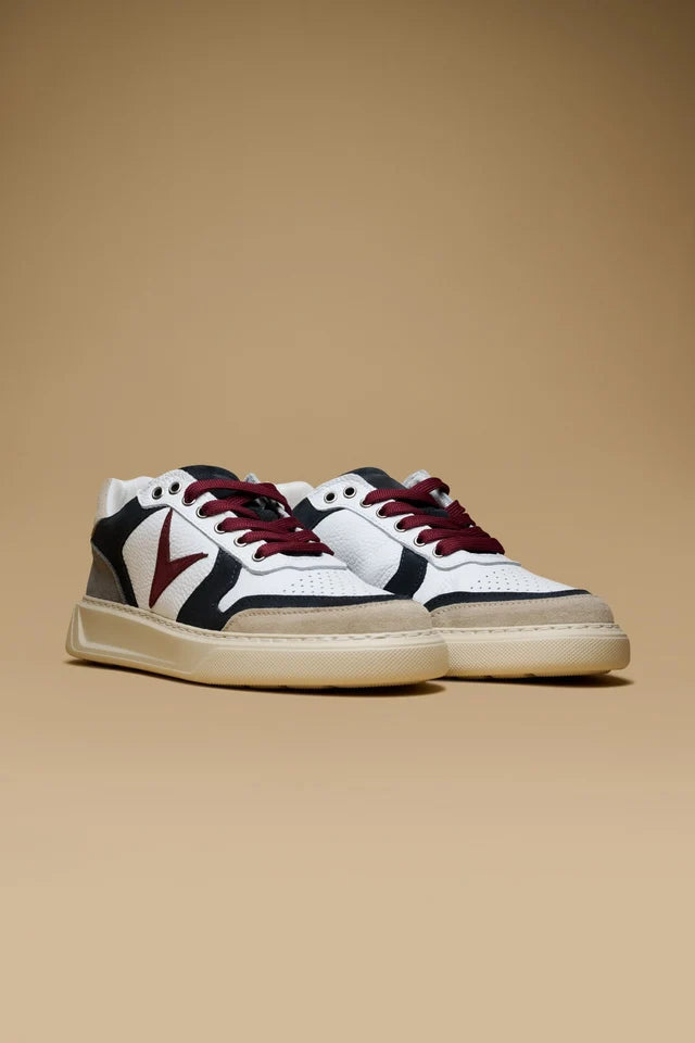 V2 SUPERSTAR UOMO SUOLA ALTA BIANCA CON INSERTI SABBIA BLU E BORDEAUX