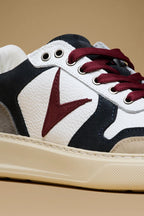 V2 SUPERSTAR UOMO SUOLA ALTA BIANCA CON INSERTI SABBIA BLU E BORDEAUX