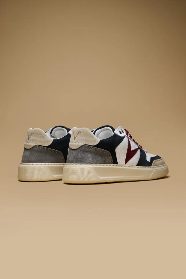 V2 SUPERSTAR UOMO SUOLA ALTA BIANCA CON INSERTI SABBIA BLU E BORDEAUX