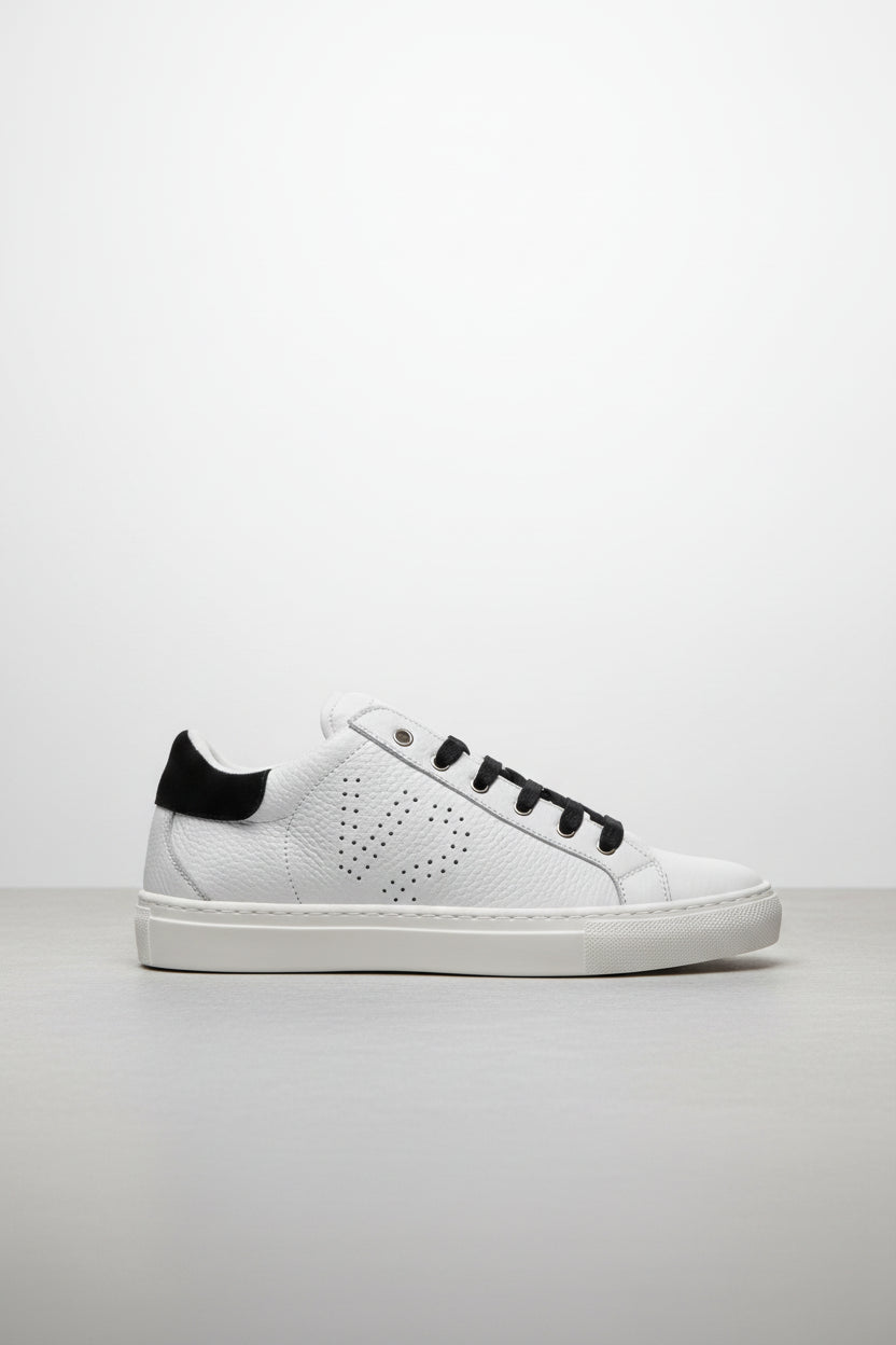 V2 - TENNIS - Sneakers a suola bassa Bianca con retro e lacci Nero