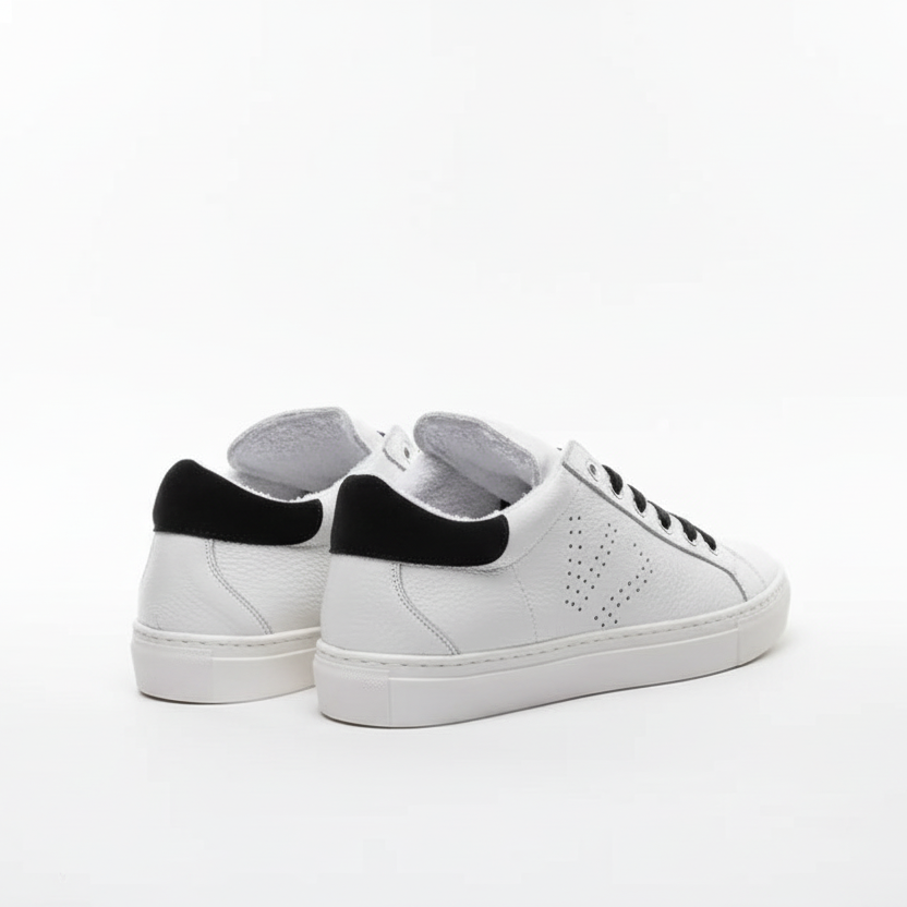 V2 - TENNIS - Sneakers a suola bassa Bianca con retro e lacci Nero