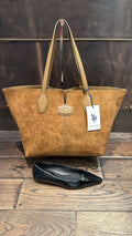 US POLO BORSA CHESTNUT SHOPPING CAMEL SUEDE