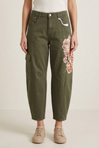 SUSYMIX PANTALONE MILITARE FLOREALE