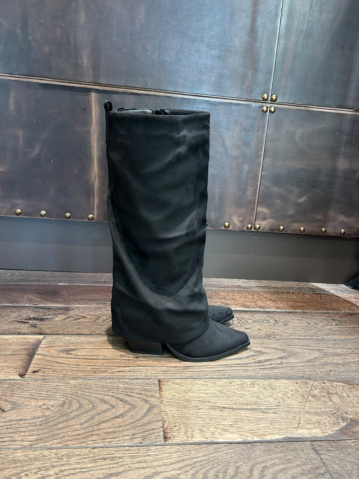 TEXANI RISVOLTI CAMOSCIO NERO LINEAELLE