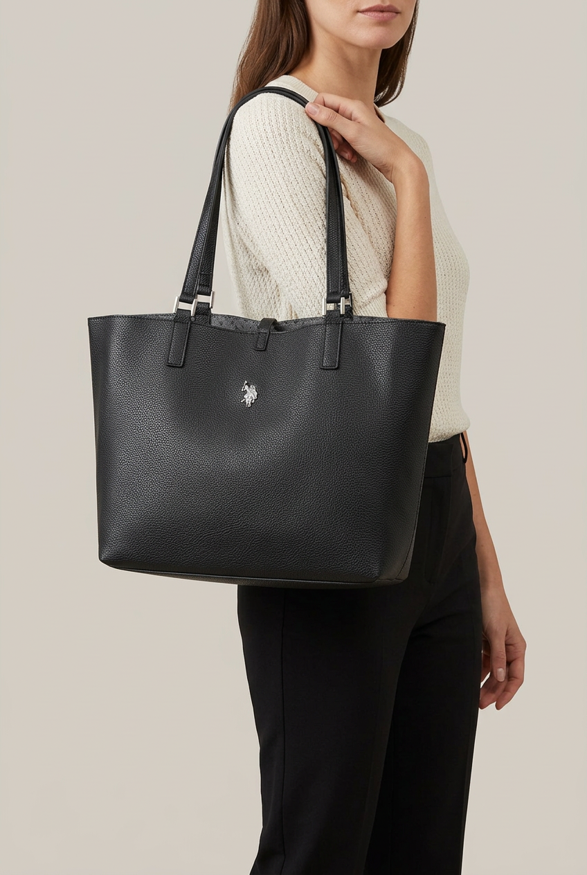 US POLO BORSA DOUBLE FACE MALIBU MEDIUM SHOPPING BAG BLACK