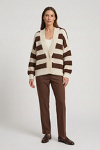 SUSYMIX CARDIGAN RIGATO CREMA M92082
