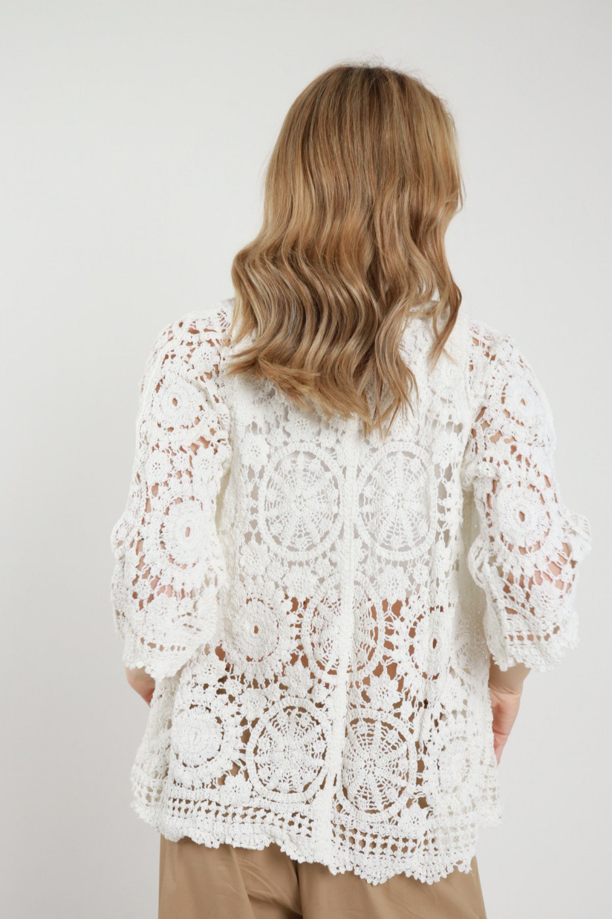 SUSY MIX CARDIGAN IN CROCHET BIANCO 2668022