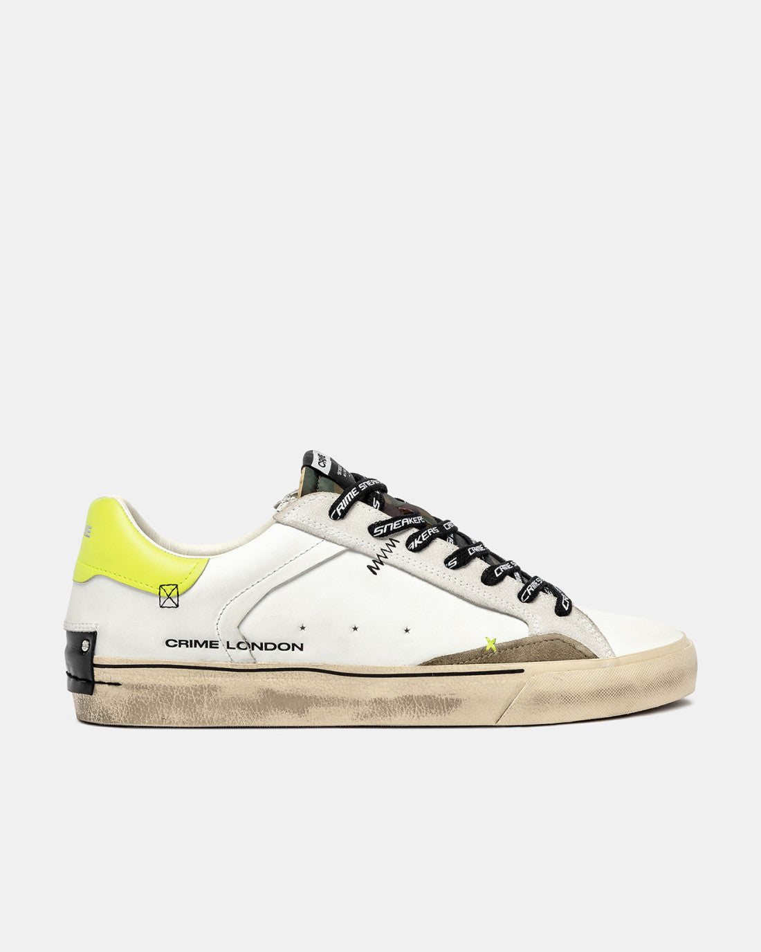 Sneakers uomo Crime london Distressed  bianca top fluo 11031AA8.10