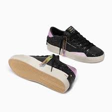 Sneakers Donna - SK8 DELUXE NERO GLITTER - Crime London